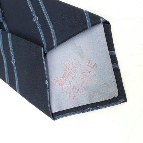 Celine Paris Navy and Light Blue Neck Tie - Picture 4 of 11